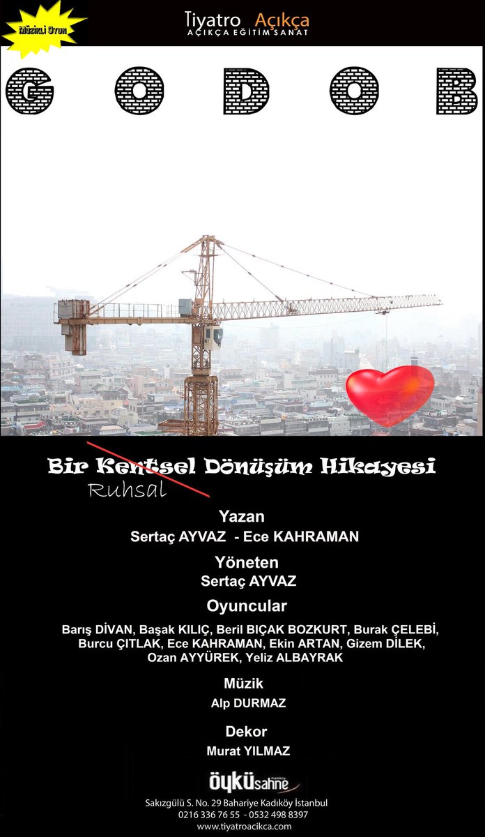 OykuSahne's tweet photo. #GODOB
Müzik: Alp Durmaz
Dekor: Murat Yılmaz – Yelkan İşkorkutan
Işık-Efekt Uygulama: Yavuz Güney Tinin https://t.co/1KDTIz7voA