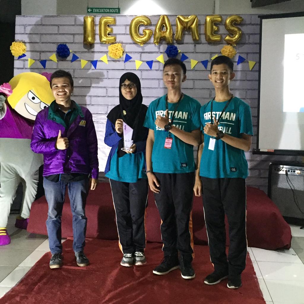 [THE WINNER]
Selamat kepada tim KSM dari MAN 1 PEKANBARU sebagai Juara 5 IE Games 12th Edition😉
