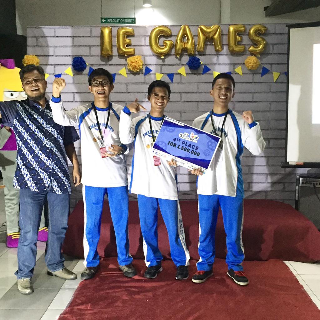 [THE WINNER]
Selamat kepada tim KUDA TERBANG dari SMAN 2 KEDIRI sebagai Juara 4 IE Games 12th Edition😉