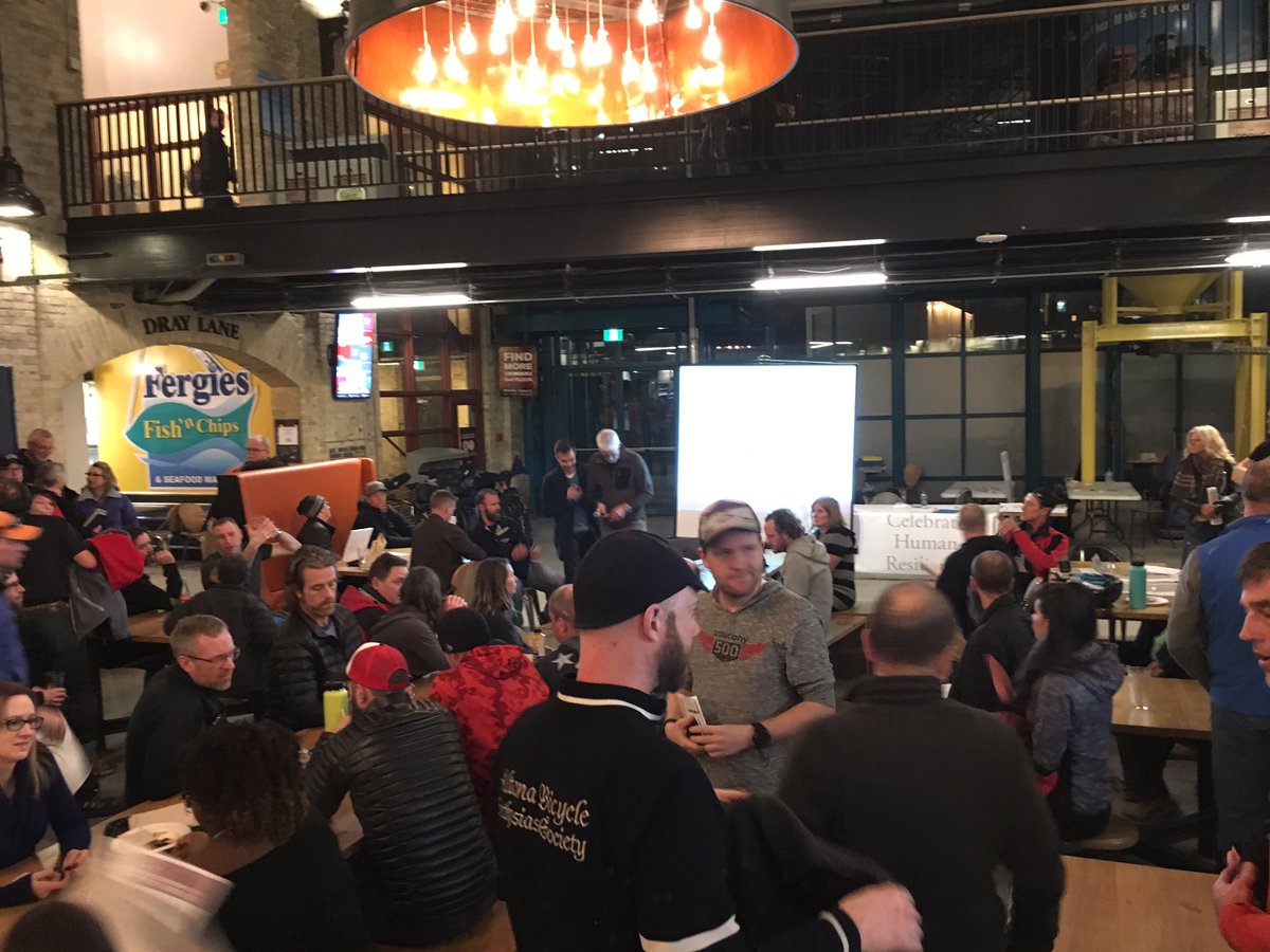 FatBikeManitoba's tweet photo. #actifepica2017 Racers connecting after Hal's briefing last night - nervous energy being used RIGHT NOW!  Safe &amp; fun adventures folks! 👍 https://t.co/1AOkTVwRnY