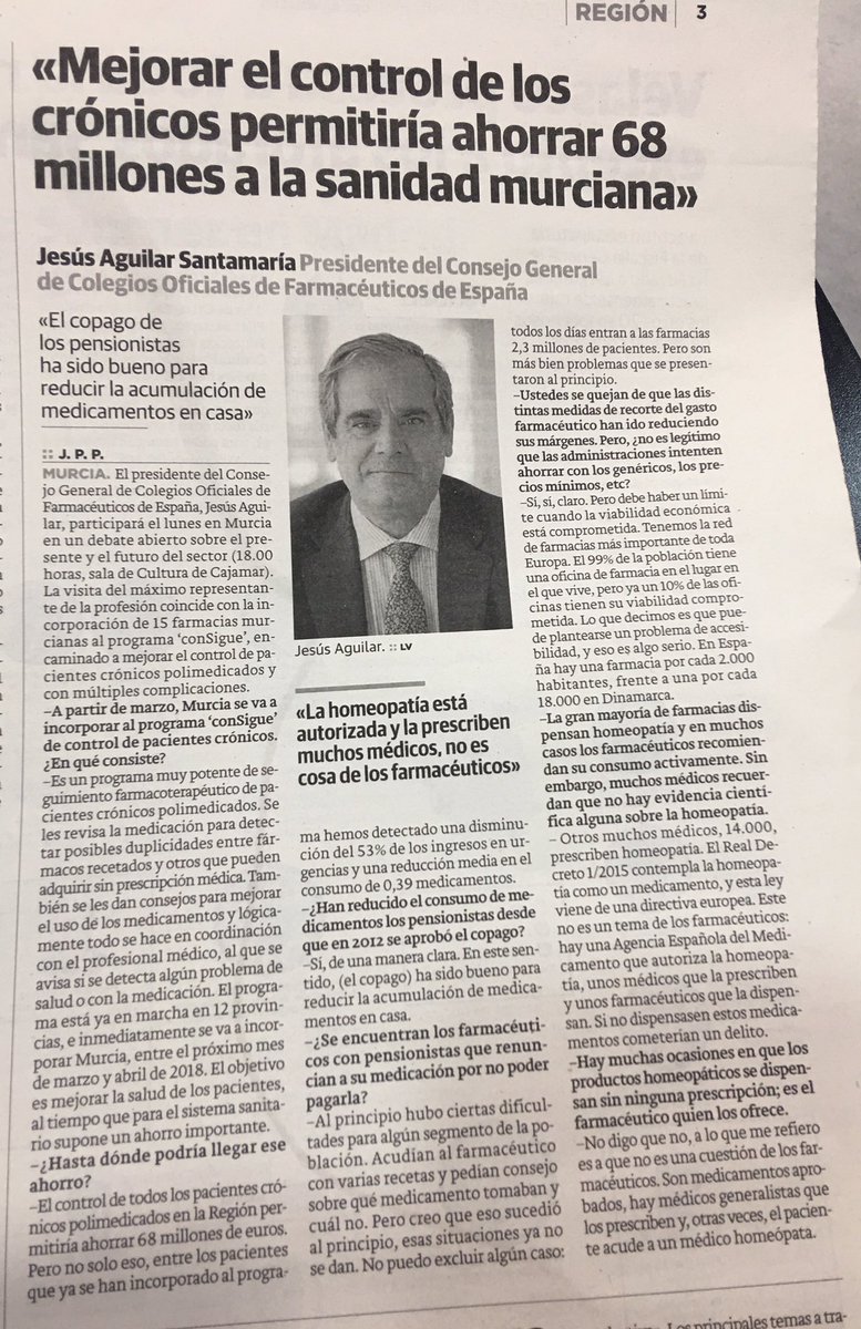 COFMURCIA (@cofmurcia) on Twitter photo El próximo lunes, 18 horas, Sala Cajamar (Romea) <a href="/PresidenteCGCOF/">Jesús Aguilar</a> en Murcia. <a href="/Portalfarma/">PORTAL - FARMA</a> <a href="/CFarmaceutico/">Correo Farmacéutico</a> El próximo lunes, 18 horas, Sala Cajamar (Romea) <a href="/PresidenteCGCOF/">Jesús Aguilar</a> en Murcia. <a href="/Portalfarma/">PORTAL - FARMA</a> <a href="/CFarmaceutico/">Correo Farmacéutico</a>