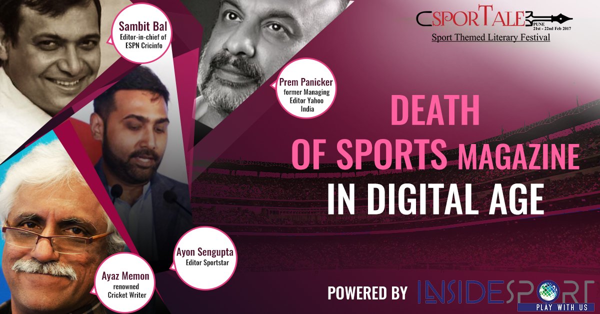 InsideSportIND's tweet photo. #SporTale Session 2: Death of sports magazine in Digital age : Panel #SambitBal #PremPanicker #AyonSengupta #AyazMemon #GauravKalra https://t.co/YGaoexrH5G
