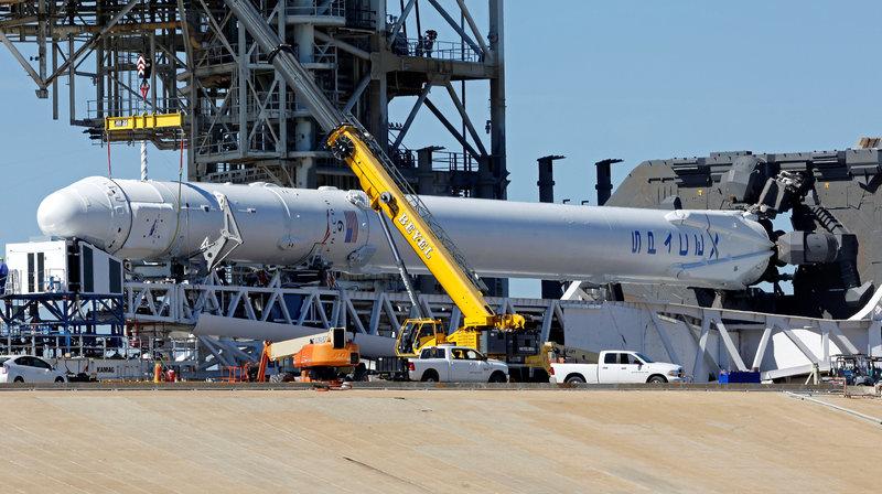 Reuters's tweet image. SpaceX Falcon rocket poised for flight from historic NASA launchpad reut.rs/2kJwY5X