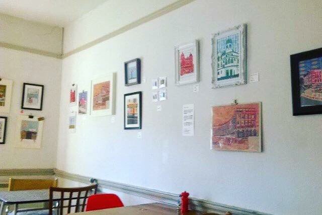 artshubWB's tweet photo. Brand new artist on the feature wall! We've gorgeous bright @EmilyPickle prints based on Northern landmarks, proving it isn't grim up North. https://t.co/c0eUZmHrUZ