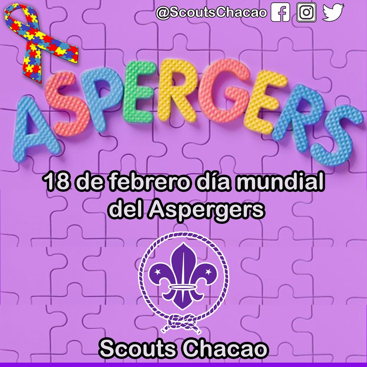 ScoutsChacao's tweet photo. #DiaInternacionalAsperger Feliz día para todos y que tengan un excelente inicio de actividades #TanChacaoComoTú https://t.co/exzlwslxAv