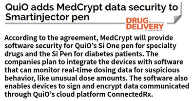 MedGizmo's tweet photo. #QuiO adds #MedCrypt data #security to #Smartinjector pen https://t.co/KIRsWoq9bn #CGM #t1d #t2d #diabetescare https://t.co/8A2DOlZoZ9
