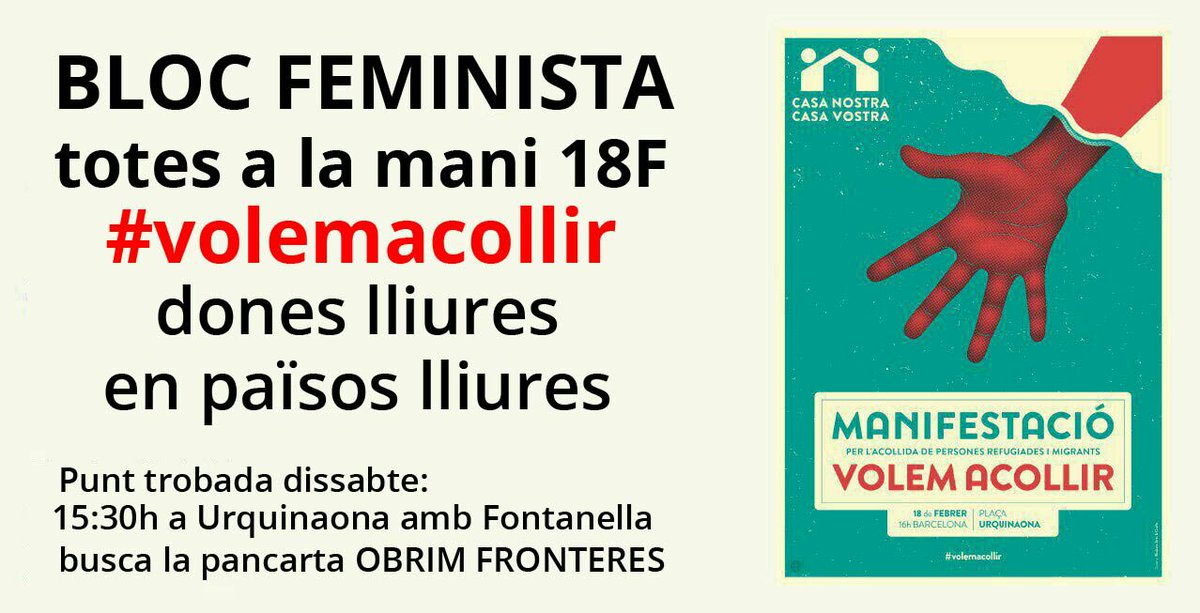 FeministesxInd's tweet photo. Totes a la mani #18fvolemacollir 
Papers x a totes #volemacollir dones lliures en països lliures! Busca pancarta #obrimfronteres @caladona https://t.co/04cKFClSE1