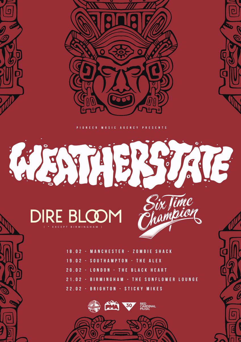 Manchester - tour with <a href="/Weatherstate/">WEATHERSTATE</a> &amp; <a href="/STCofficialuk/">Six Time Champion</a> starts today at Zombie Shack! Support - <a href="/VictoryLaneUK/">Victory Lane</a> <a href="/NotTodayBandUK/">Not Today</a> &amp; <a href="/TuskensUK/">Tuskens</a>
