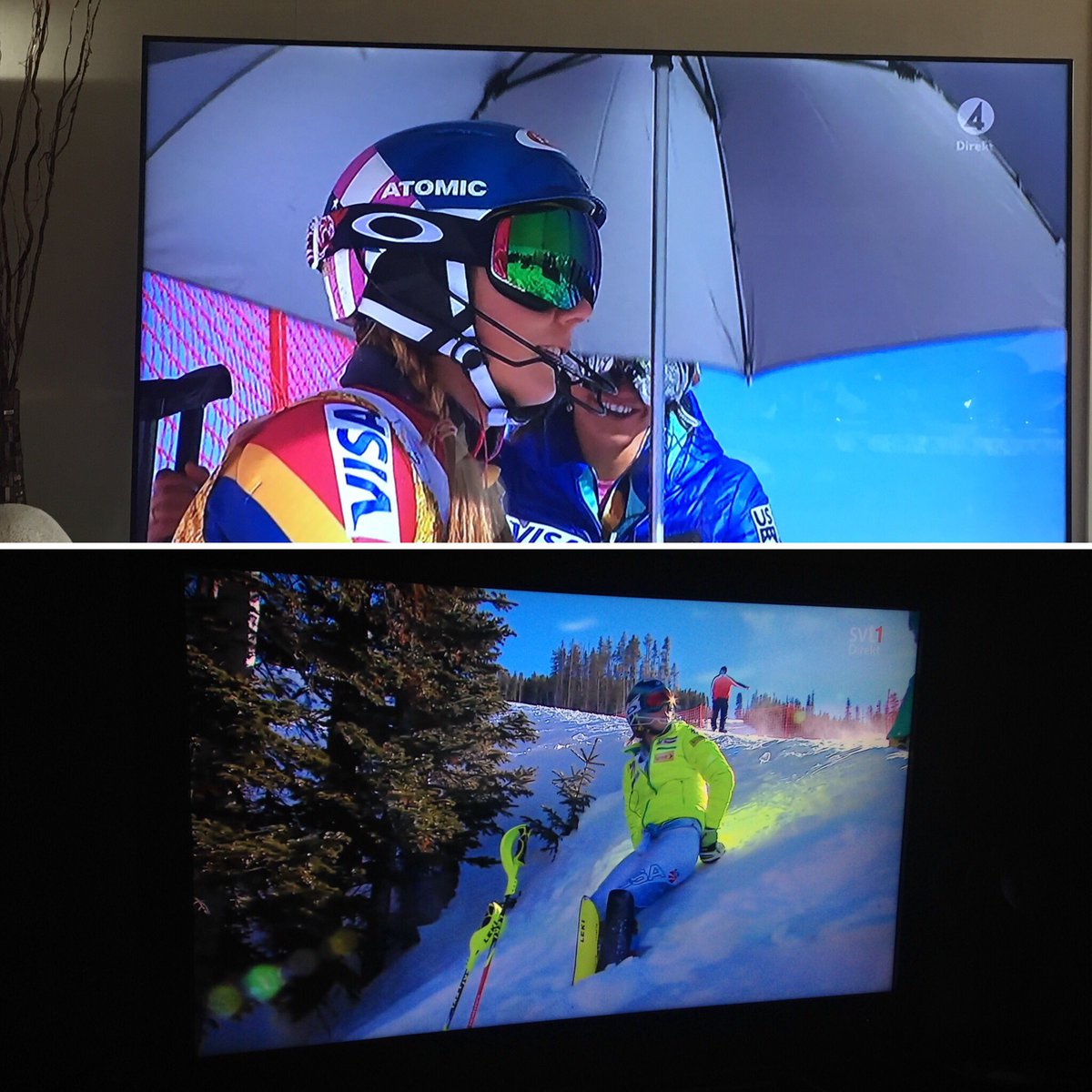 ericsson74's tweet photo. World Championship 2015 vs 2017. This time @MikaelaShiffrin brought an umbrella to cool down. #stmoritz2017 #alpint #weareskiing https://t.co/0wpXPOX9dz