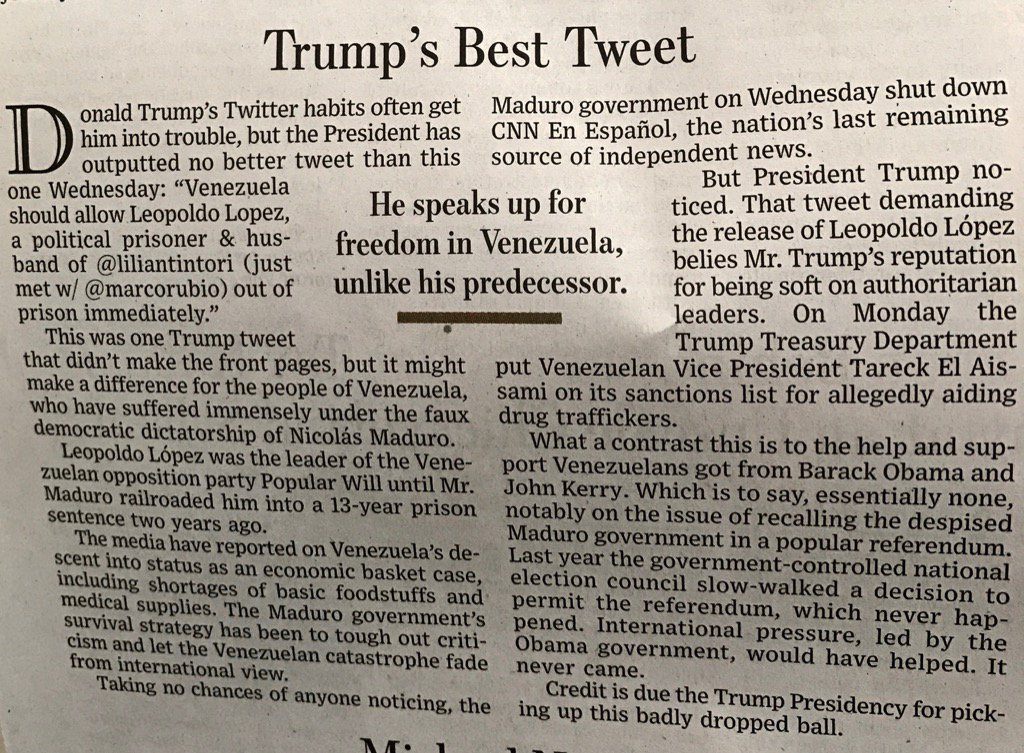 Diego_Arria's tweet photo. Editorial del Wall Street Journal"Trump defiende libertad Vzla como no hicieron sus antecesores@ https://t.co/7ZD4XNqONa