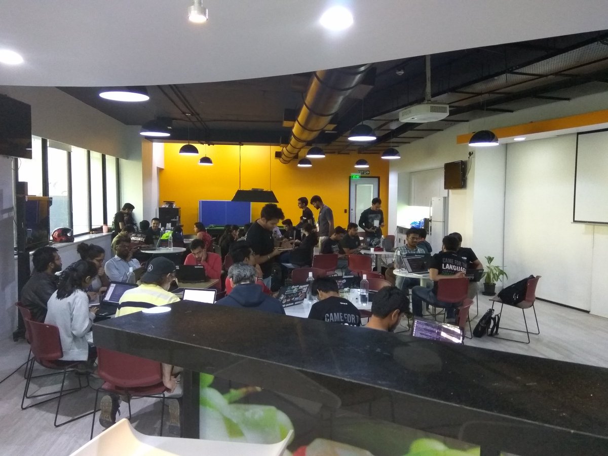 sayak9495's tweet photo. When everybody in the room is a developer. #devsprint #pyconpune #RedHatOffice https://t.co/TuwrJe8acE