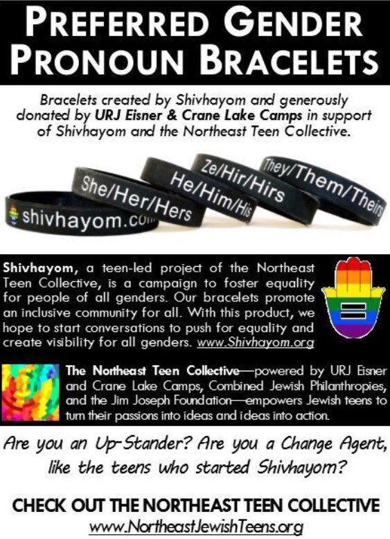 URJ_NETC's tweet image. Get ur gender preferred pronoun bracelet from @shivhayom at #nftyconvention. Thank you @urjeisnercamp &amp;amp; @urjcranelakecamp for donating them!