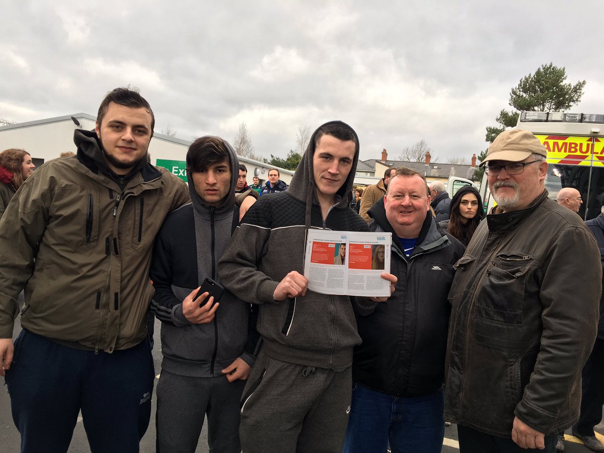 IncludeYouth's tweet photo. We're back at @UlsterRugby with young people from our Belfast &amp; Derry groups &amp; flag carrying volunteers to help us mark the end of #CareDay. https://t.co/CtnoSWBLob