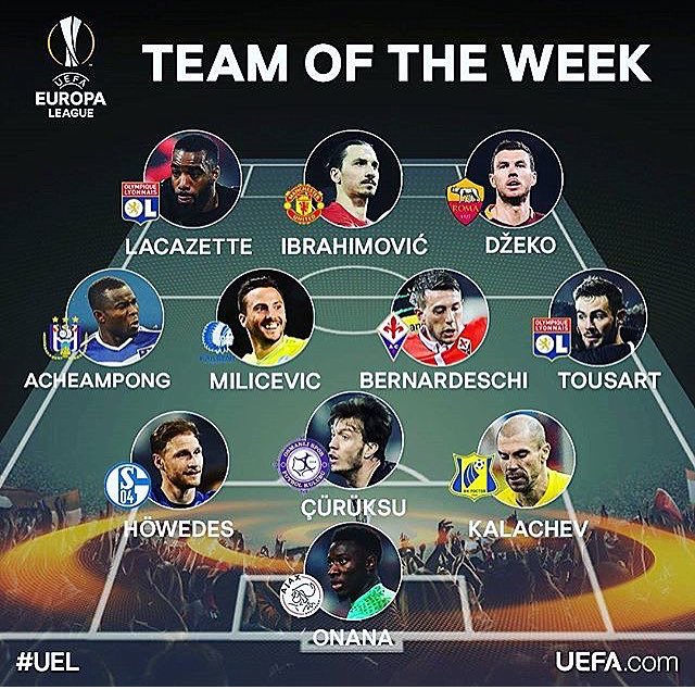 SocceReport_'s tweet photo. OFICIAL | El Equipo de la Semana de la #EuropaLeague 🛑🏆 -
#UEL #uefaeuropaleague #SocceReport https://t.co/e91MRc5riy