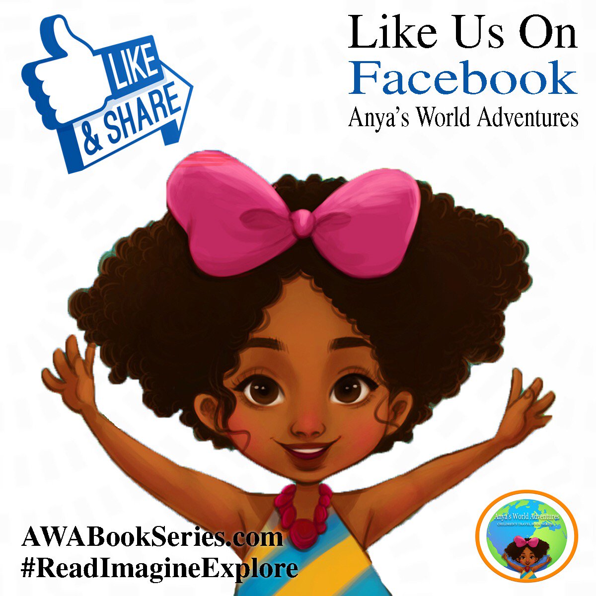 AWABookSeries's tweet photo. Like & Share Anya’s World Adventures on Facebook! ☺️ #ReadImagineExplore #Facebook #Share #ChildrensLiterature #BooksForKids #KidsTravel https://t.co/GSLBPoztra