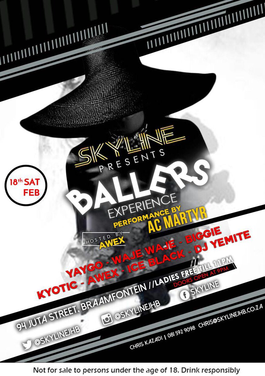 YUSHER___'s tweet photo. T O N I G H T
Ballers Experience
#BallerExperience
94 Juta Street
Dress Smart
#BallersExperience https://t.co/3MQySVxrzV