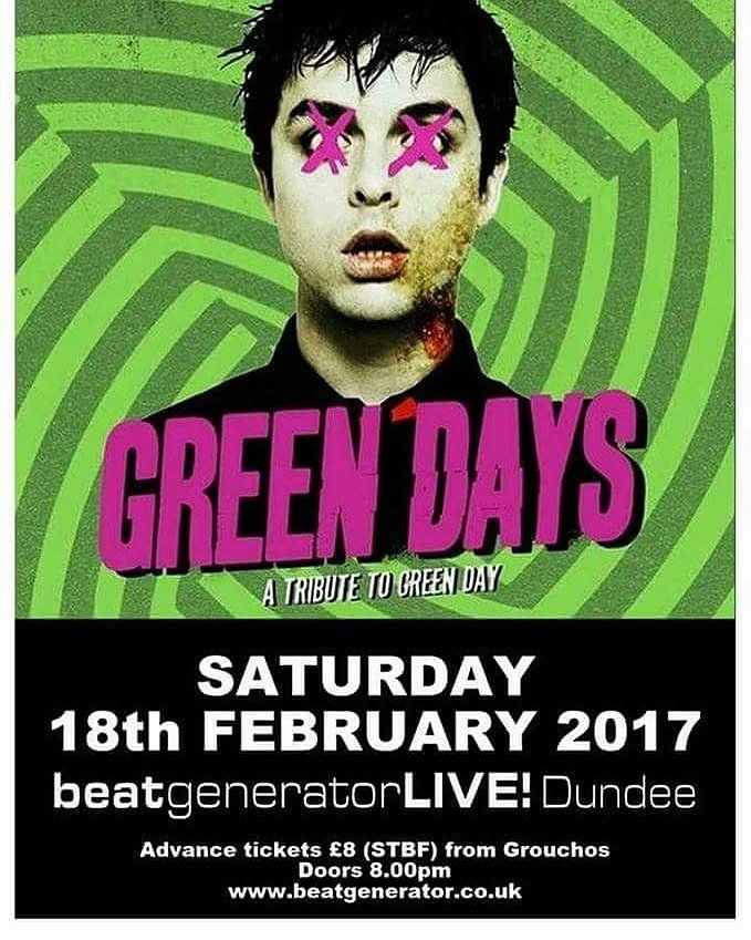 GreenDaysBandUK's tweet photo. Picking up where we left off from Darlington last night! Beat Generator, Dundee tonight! ✋ ✌ #BeatGenerator #Dundee #Scotland https://t.co/AqKPYkCsxi