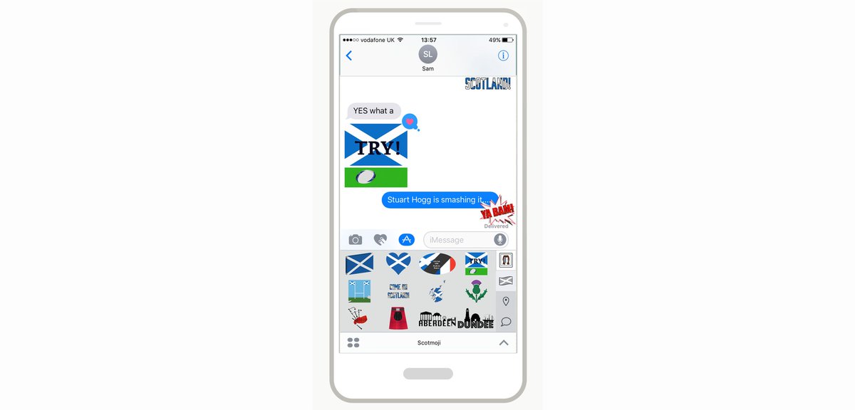 Been using <a href="/Scotmoji/">Scotmoji</a> over the <a href="/SixNationsRugby/">Guinness Men's Six Nations</a> to cheer on those killer hat tricks? US TOO! 😉🏉 Why not send a try GIF or saltire sticker!