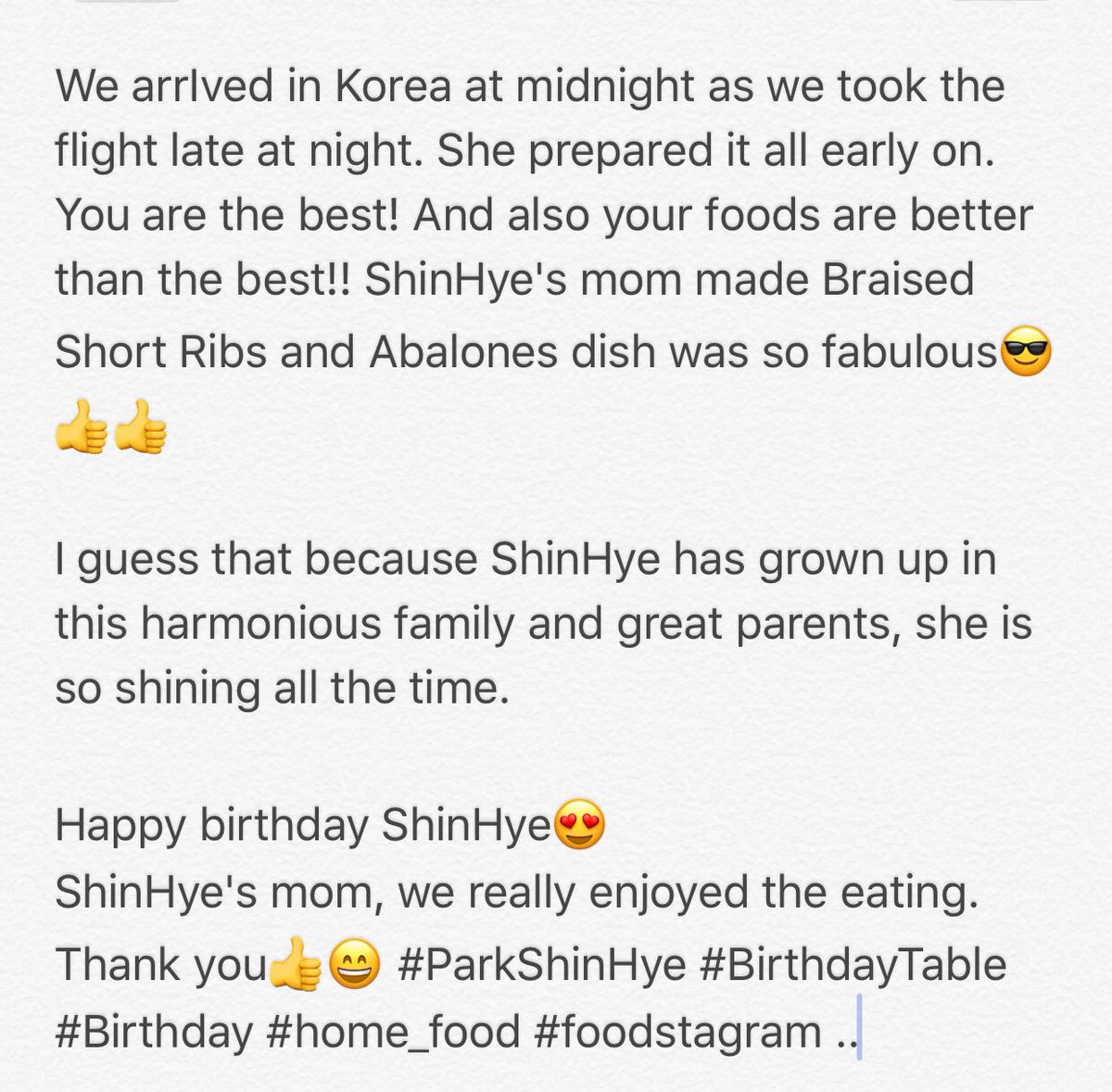 PSH_Translate's tweet photo. #ParkShinHye 
ShinHye's mother prepared home cooked meal for SH and other staff members and SALT family. 
(Cr:@seoheeyoung, #JennyHouse) https://t.co/eXa0tdbYBX