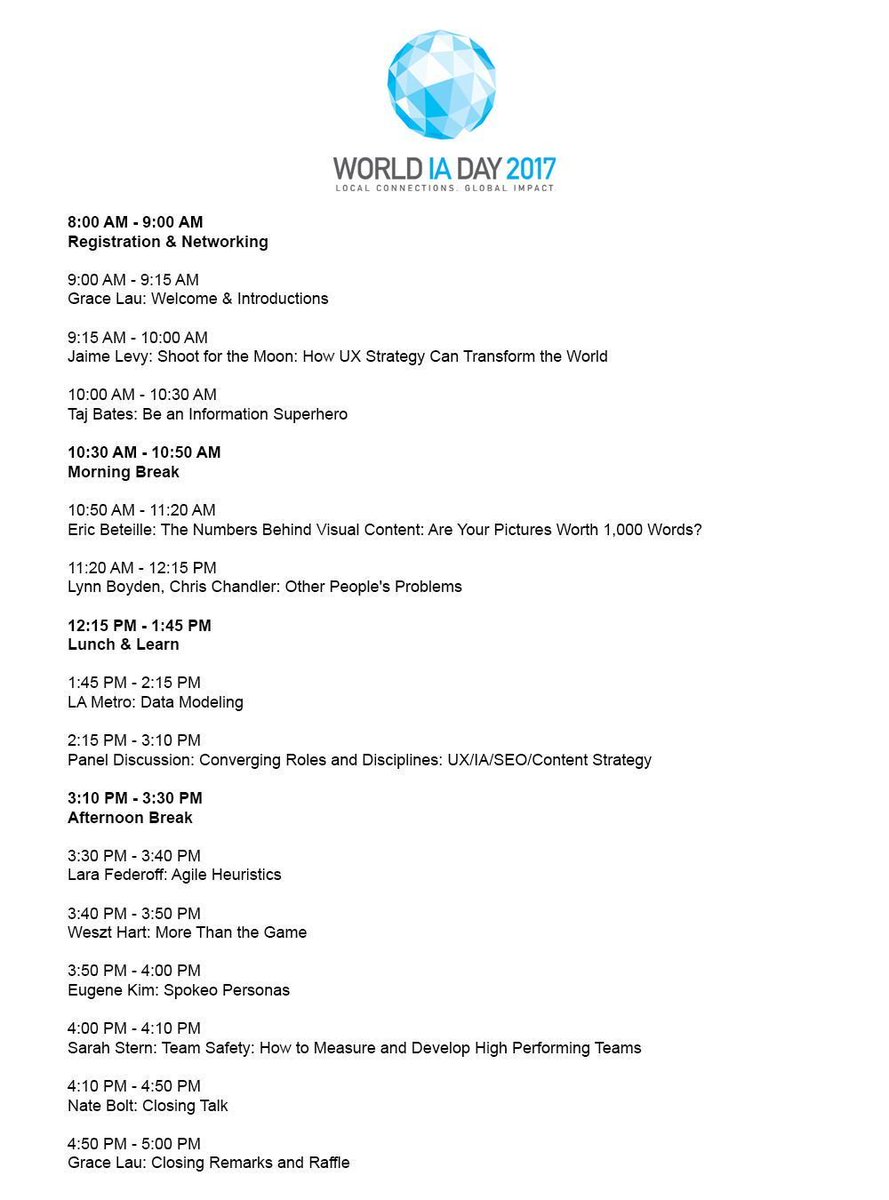 Here's today's schedule for #WIADLA17! Share it, comment, save it. 

#wiad17 #ia #ux