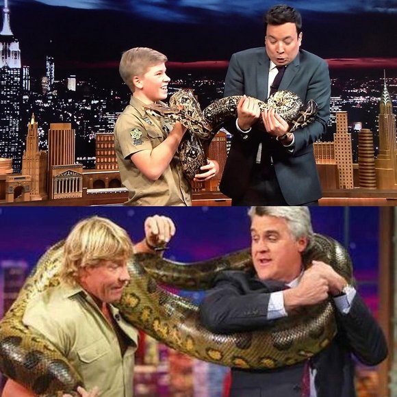 TssHlsl's tweet photo. Freaking Out Jimmy Fallon With A Snake! https://t.co/9G7hYAvPFE https://t.co/upE5NSl9fR
