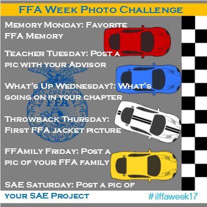 IllinoisFFA's tweet photo. Don't forget about the Illinois FFA Week photo challenge this week for National FFA Week!! #ilffaweek2017 #maximizeilffa https://t.co/7GyMUv0Ngo
