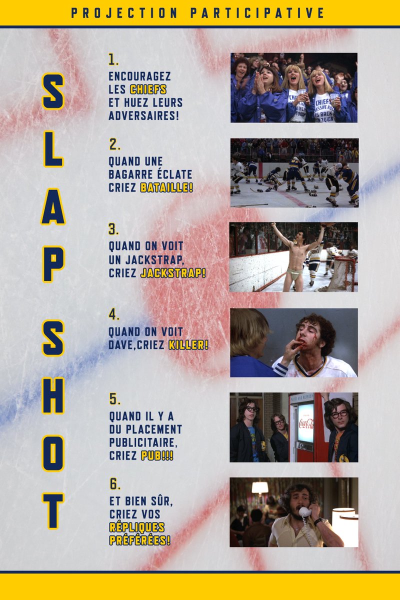 McFlyEVT's tweet photo. Auj, last call pour la projection participative de SLAP SHOT à @Igloofest_MTL! Dès le coucher de soleil, vers 17h30. https://t.co/urAPa56nKa https://t.co/wPJvMi1jRL