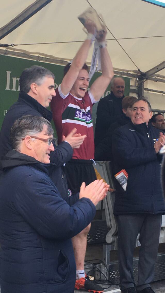 ConnachtGAA's tweet photo. St Mary's captain Conor Meyler lifting the #SigersonCup #sigersonweekend https://t.co/w5vYRh2xRq