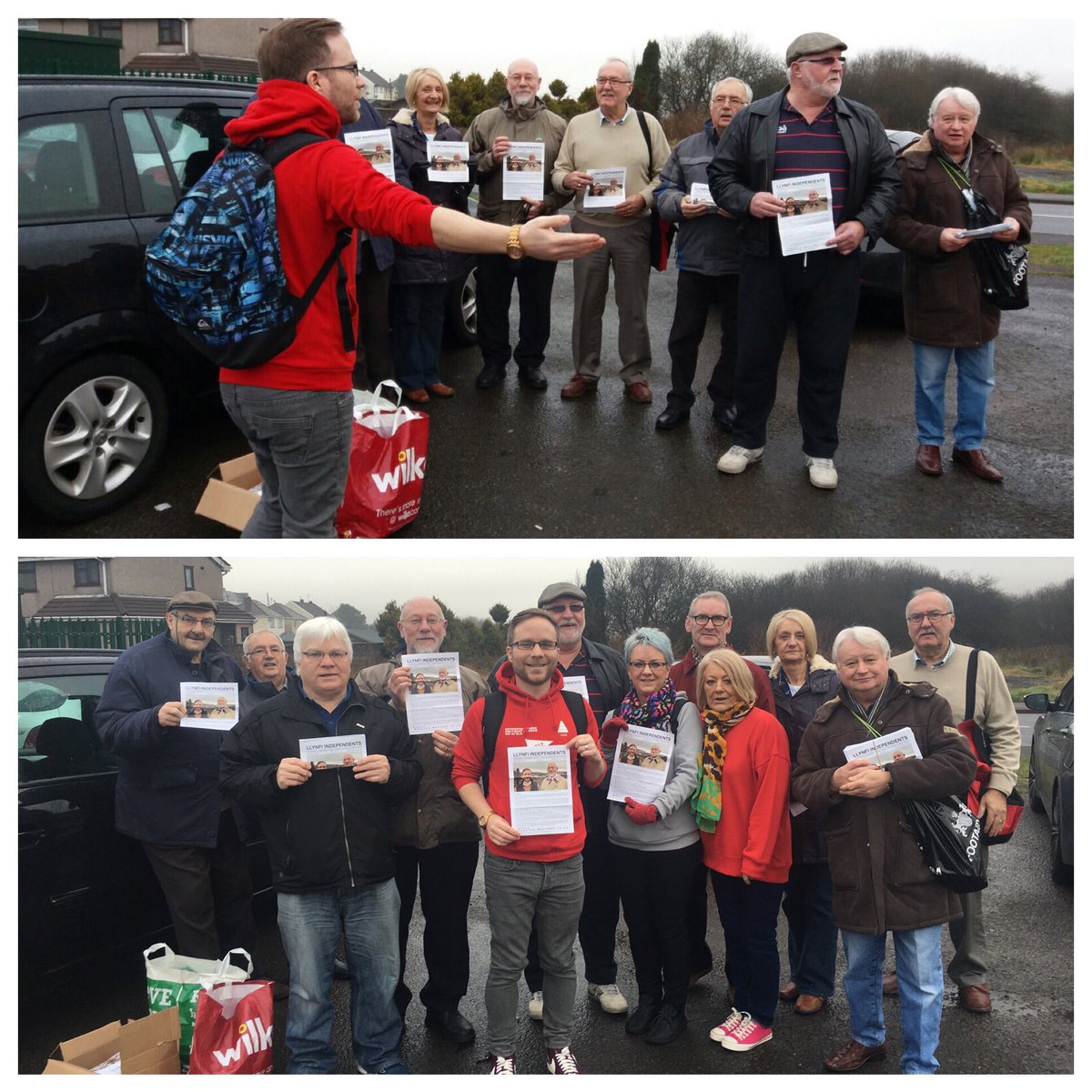 Early-morning pep-talk followed by some hardy leafleting in #MaestegWest #communitypolitics