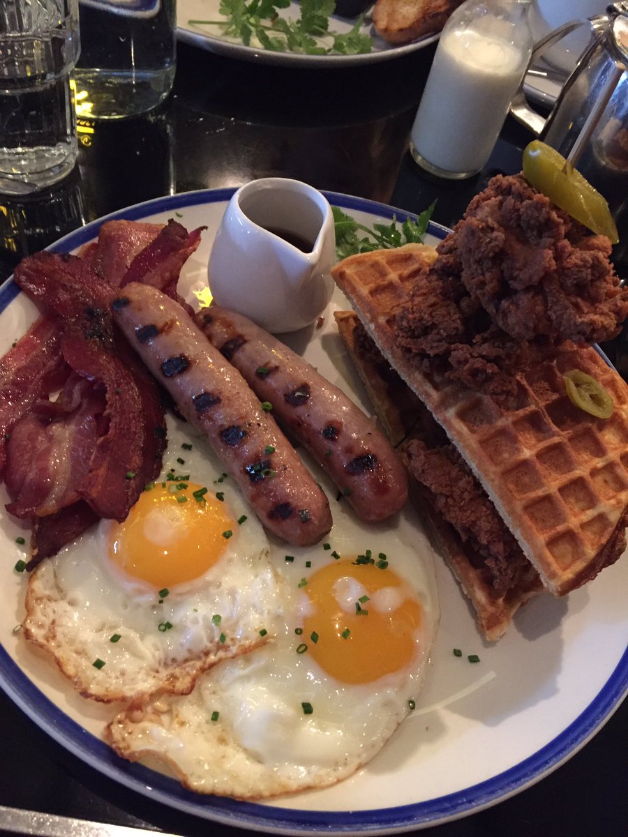 Buttermilk chicken n waffles <a href="/DillingersD/">Dillinger's</a> is my new weekend brunch go to! Outstanding....