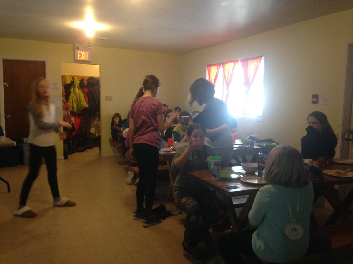 Winter Kwahee artwork and girls having lunch. <a href="/ggcnsgirlengage/">GGC NS Girl Engage</a> <a href="/GGCNovaScotia/">NS Girl Guides</a>