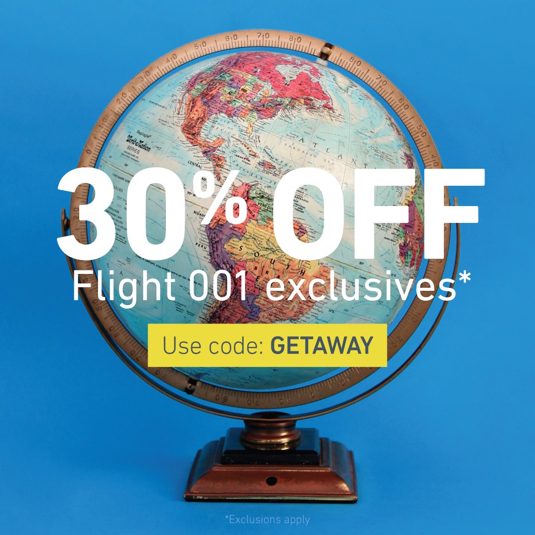 FLIGHT001's tweet photo. Pssst! Here's a sneak peek at our Getaway Weekend Sale https://t.co/MgKADeOb5d Use the code "GETAWAY" at checkout for 30% off* #flight001 https://t.co/fNBdFBsNTz