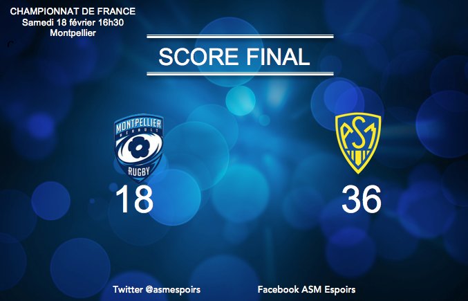 asmespoirs's tweet photo. Victoire des clermontois à Montpellier https://t.co/GTFHr9TXbF