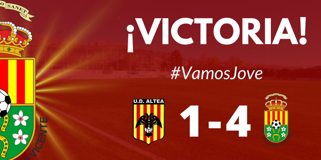 jovesanvicente's tweet photo. [ 🏆 #PrefGIV ]
@UDALTEA 1 ⚽️
JOVE ESPAÑOL 4 ⚽️⚽️⚽️⚽️

Gran victoria de los nuestros en Altea, ¡YA TOCABA!

#VamosJove 👏👏 https://t.co/PjfiRKnUWs
