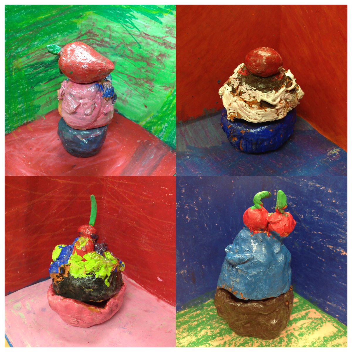 d97schmidt's tweet photo. 1st Grade - Clay Cupcakes inspired by Wayne Thiebaud #mannschool @AllysonDEd #oakpark97 #tempera #paint #modpodge #oilpastels https://t.co/bK5oZAu5oO