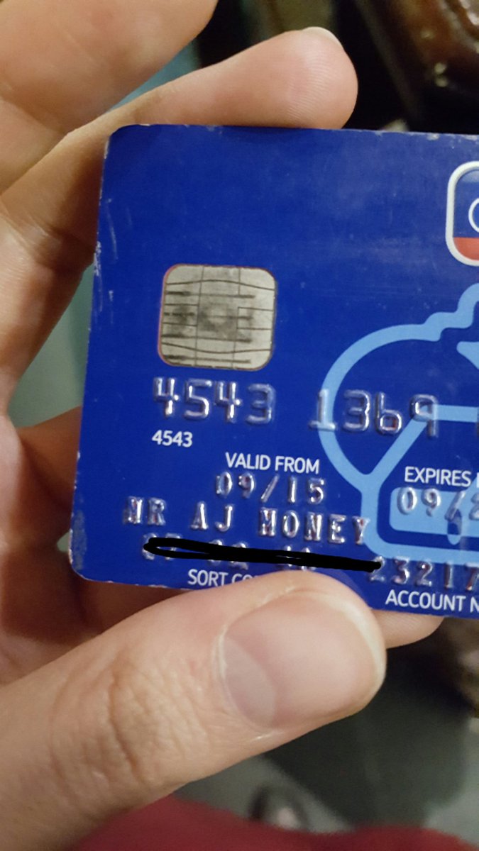 AlmDalia's tweet photo. A Mr AJ Money forgot his card at the pub. I want to be Mr Money https://t.co/TCjCVBuPq2