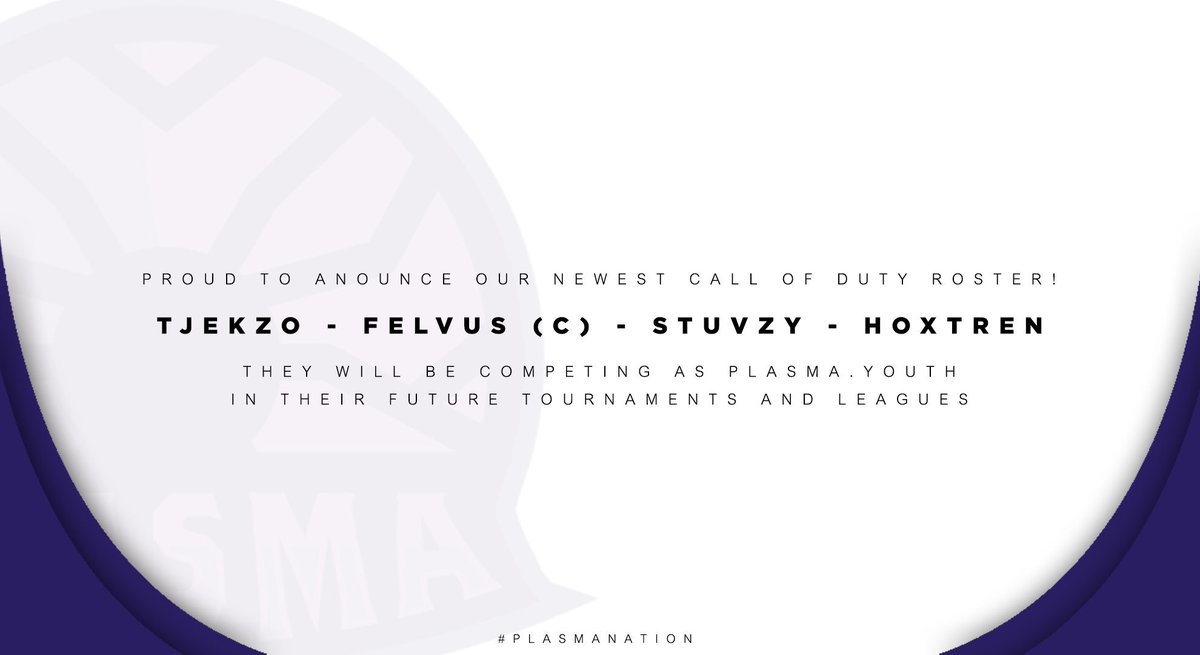 PlasmaNationGG's tweet photo. Please give a huge welcome to Plasma.Youth

@eStuvzy 
@Felvus_ 
@Hoxtren_ 
@WarriorTJekzo 

Go follow them!

#PlasmaNation https://t.co/H7gzpf5fL7