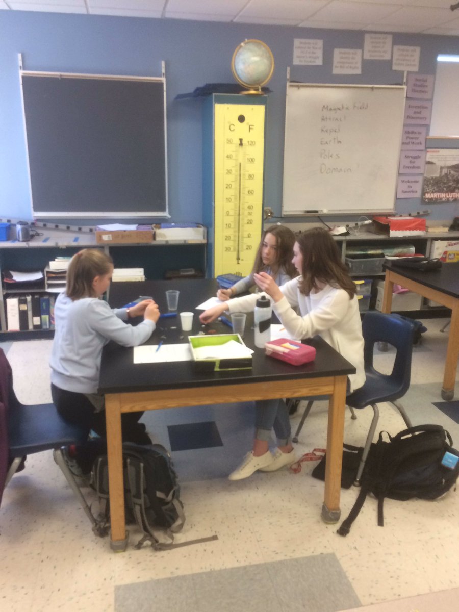 RodCorey's tweet photo. On to #magnetism today.  What are four statements you can make about magnets based on your observations? #ngss https://t.co/VAw7M0z4jn