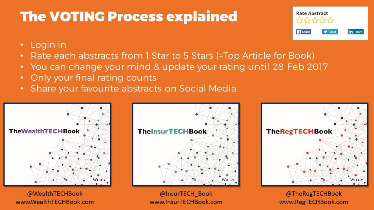 TheRegTechBook's tweet image. Voting has begun! Vote for your favourite abstract by Feb 28: thefintechbook.com #RegTech #FinTech #Wiley @TheFINTECHBook @FinTechHK