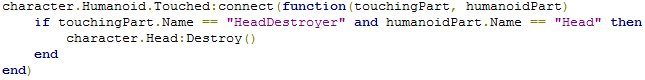 Roblox Dev Tips On Twitter Use Humanoid Touched Event To Detect When Player Touches A Part Instead Of Setting Up Touched Events For Each Limb Https T Co Yttilkyjrc Https T Co Ihrvdy8ubg - roblox touched event not working