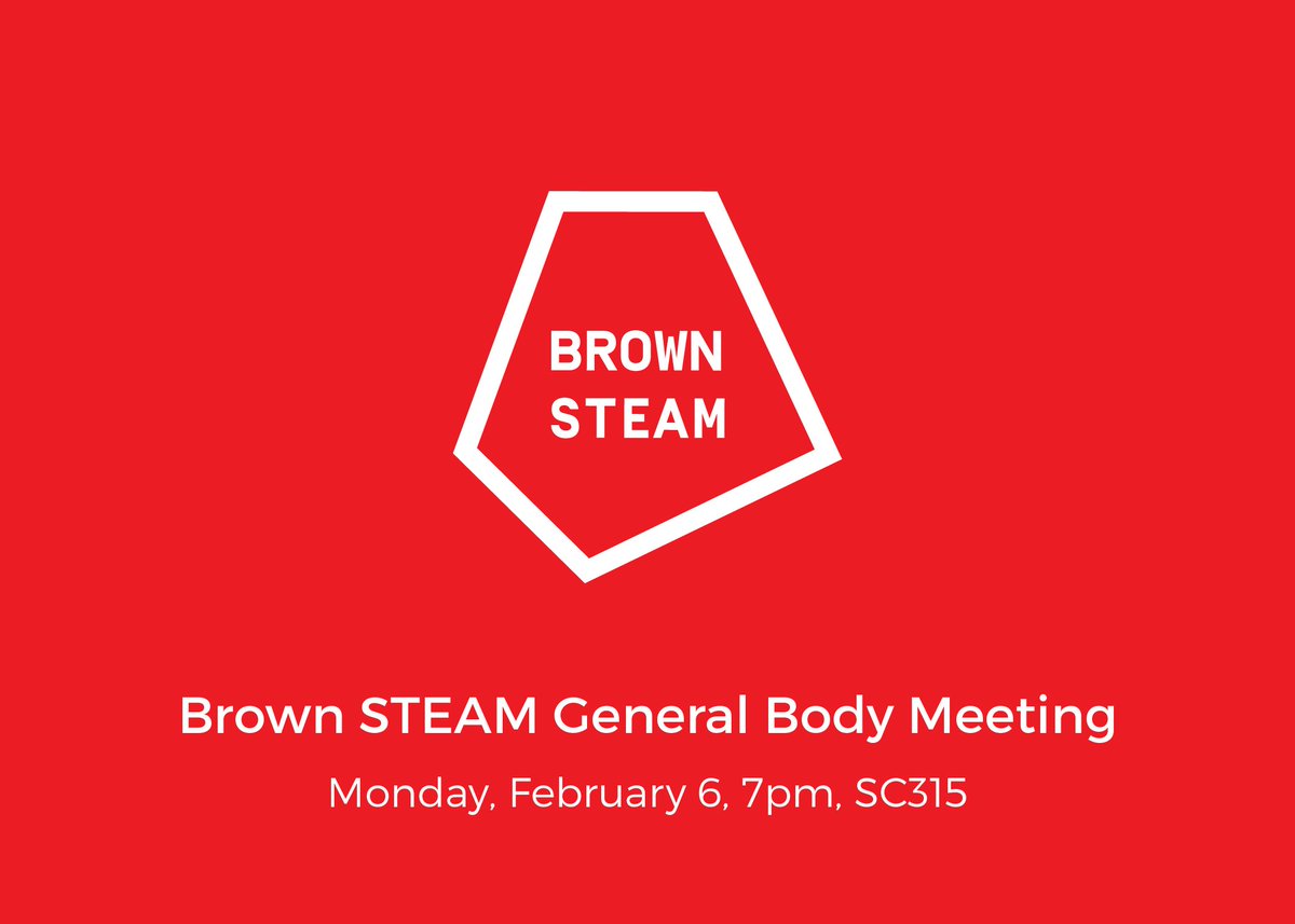 Tonight! Come learn about current #BrownSTEAM projects this semester, and how to get involved! 7pm <a href="/BrownSciCenter/">TheScienceCenter</a> main room.
