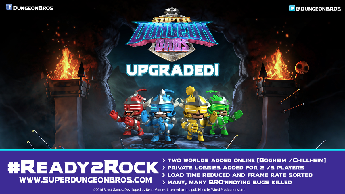 DungeonBros's tweet image. S'up Bros! The Super Dungeon Bros Upgrade patch will be live tomorrow on Xbox One! Get #READY2ROCK ow.ly/v1Zv308Jz1E