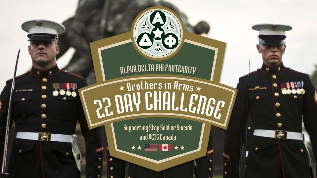 AlphaDeltHQ's tweet photo. We are very excited to launch the Brothers in Arms 22 Day Challenge - our first fraternity-wide philanthropy event https://t.co/xxCh5W3VRp https://t.co/dkXp3wHdE6