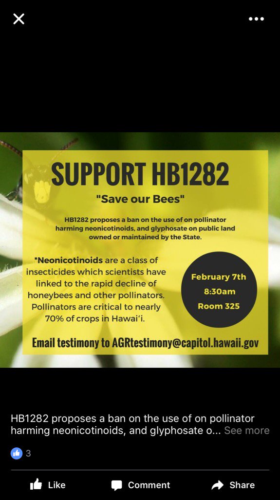 GenEngNetwork's tweet photo. Hawaii -Support HB1382,for a ban on #glyphosate and #neonics on Public Land. https://t.co/xhEw1HVxT2