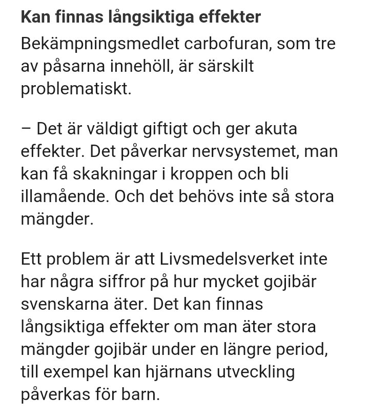 Humanekot's tweet image. #Carbofuran i #gojibär, inte mumsigt
Dessutom slaktar kineserna Afrikas stora djur så #bojkottaKina
#miljö
#ätblåbär