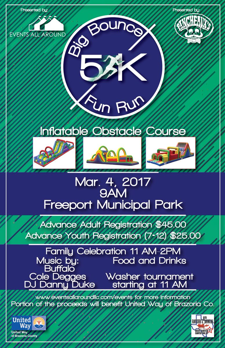uwbrazoriaco's tweet image. 2017 BIG BOUNCE 5K Fun Run, Mar. 4. Portion proceeds to benefit UWBC. Register now! buff.ly/2lb0kim @pancheauxs @RayzursCookOff