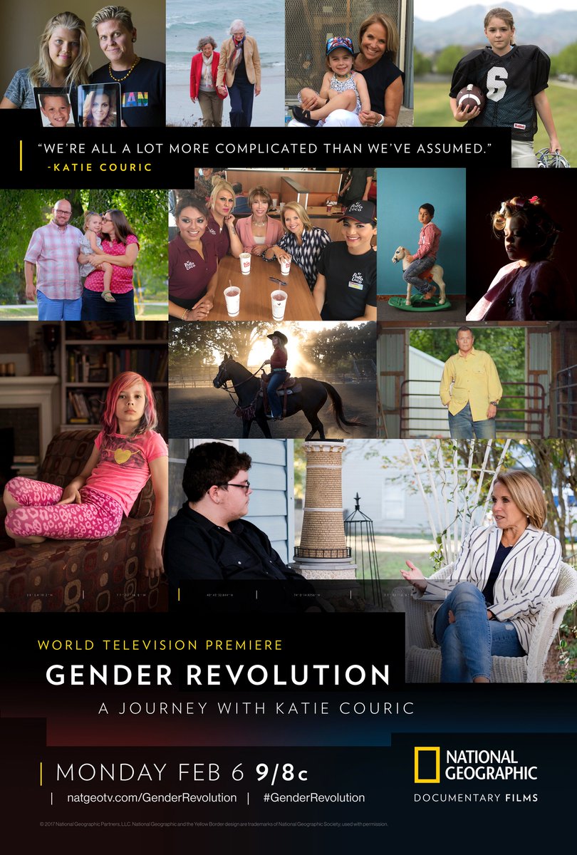 Topple's tweet photo. Explore the culture, politics, and biology of gender identity alongside @KatieCouric. Tonight @ 9/8c on @NatGeoChannel #GenderRevolution https://t.co/ROe6mqM4S6