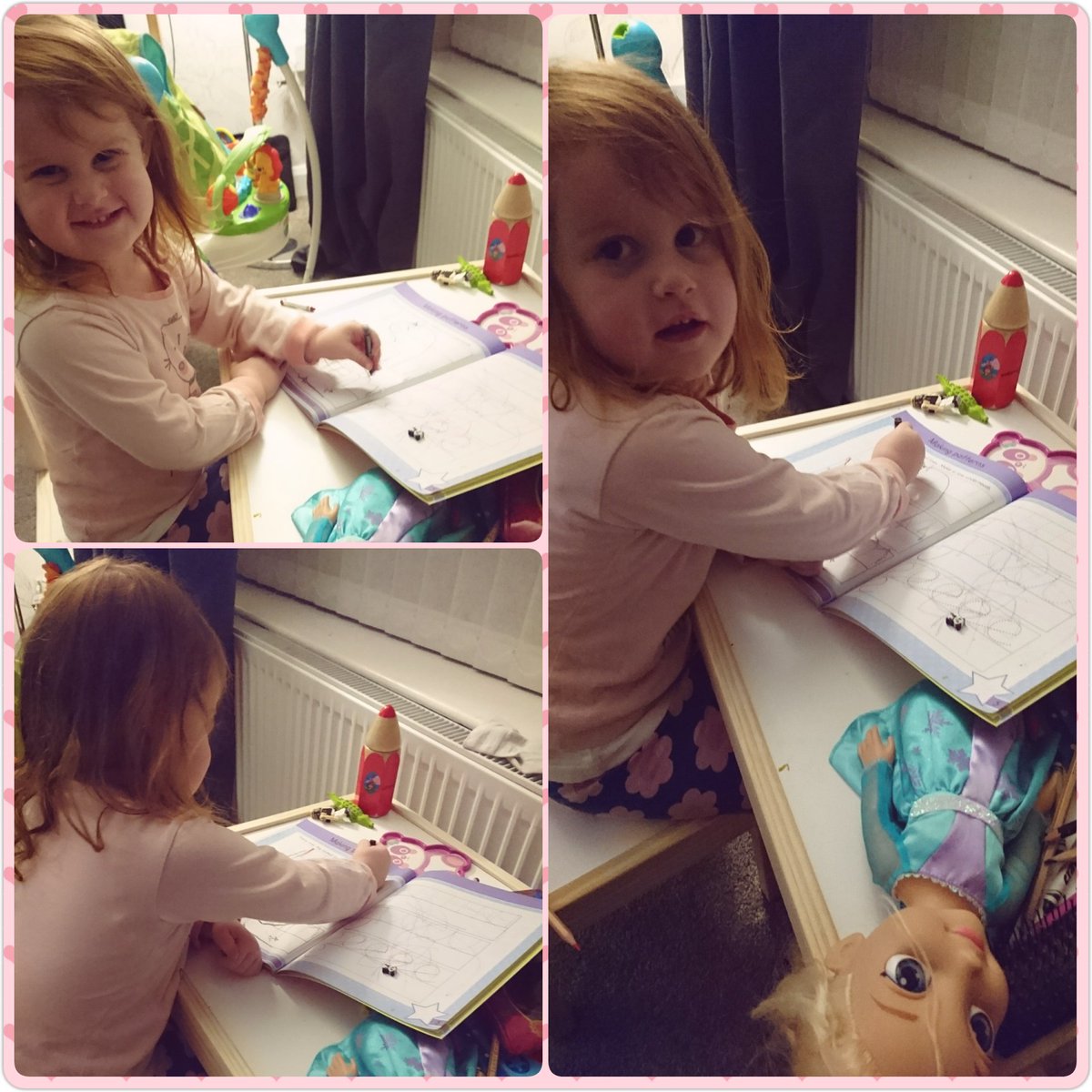 Broady83's tweet photo. All the Broad girls are learning on Monday @MrsBroadbean #vuh #huh #muh #phonics #handwriting #lefty #3fingers&amp;athumb https://t.co/3nIy046GIu