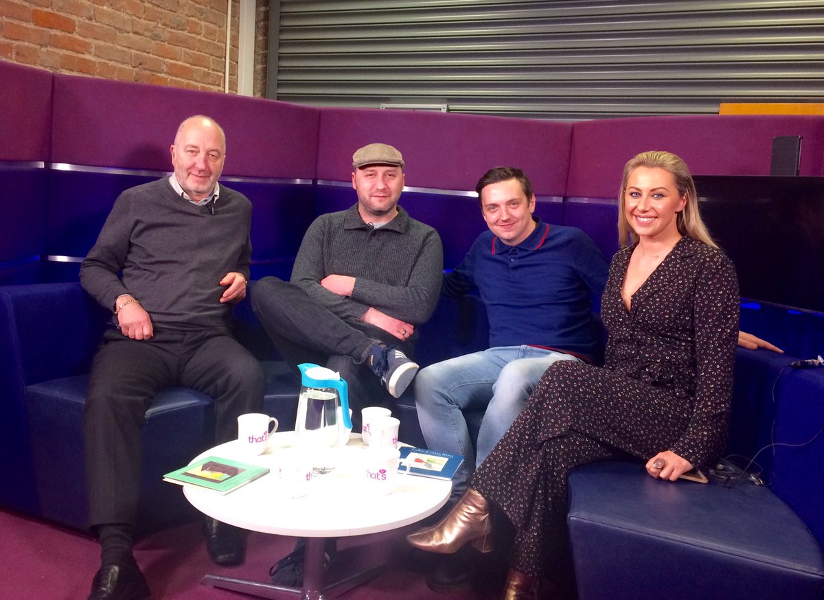 With this lovely bunch, pre-recording for <a href="/ThatsManchester/">That's TV Manchester</a> ~ <a href="/tonyhusband1/">Tony Husband Cartoon Archive</a> @Paul__Husband <a href="/craigazey/">Craig Gazey</a> <a href="/gemmahep/">Gemma Hepworth</a>