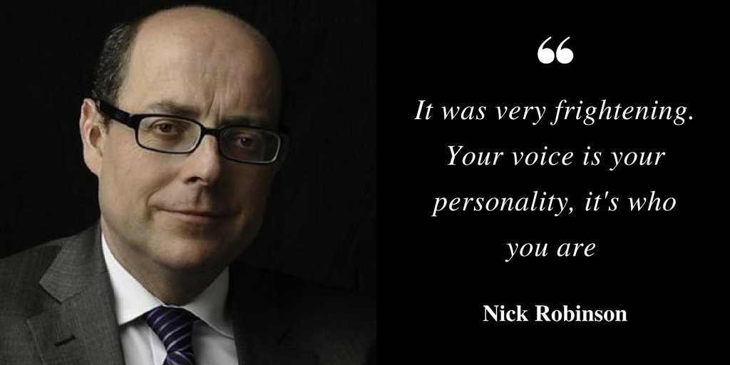 TheMediaSociety's tweet photo. Nick Robinson talks openly about his fears after almost losing his voice due to cancer #MSRobinson https://t.co/9SSkiW9hJp
